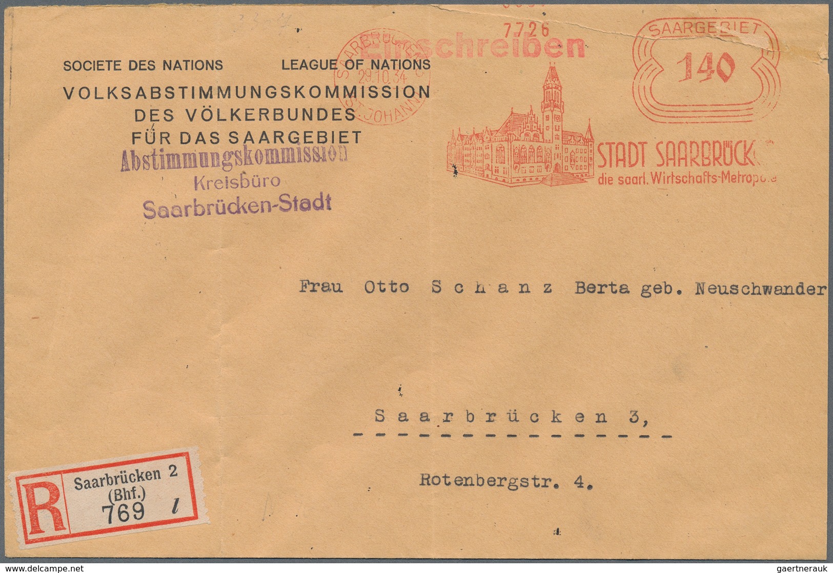 Deutschland: 1915/1956, Lot Von 20 Briefen Und Karten, Dabei Saar MiNr. 199/205, Nachkrieg Mit Einig - Verzamelingen
