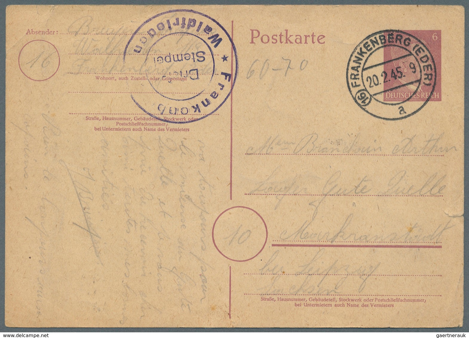 Deutschland - Besonderheiten: 1943/59, POSTLEITZAHLEN, Spezialsammlung Mit Ca. 60 Belegen Im Ordner, - Other & Unclassified