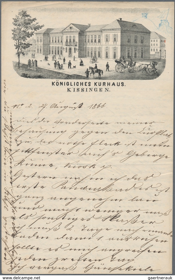 Heimat: Bayern: 1866, BAD KISSINGEN, Partie Von Sieben Verschiedenen Beschriebenen Briefbögen Je Mit - Other & Unclassified