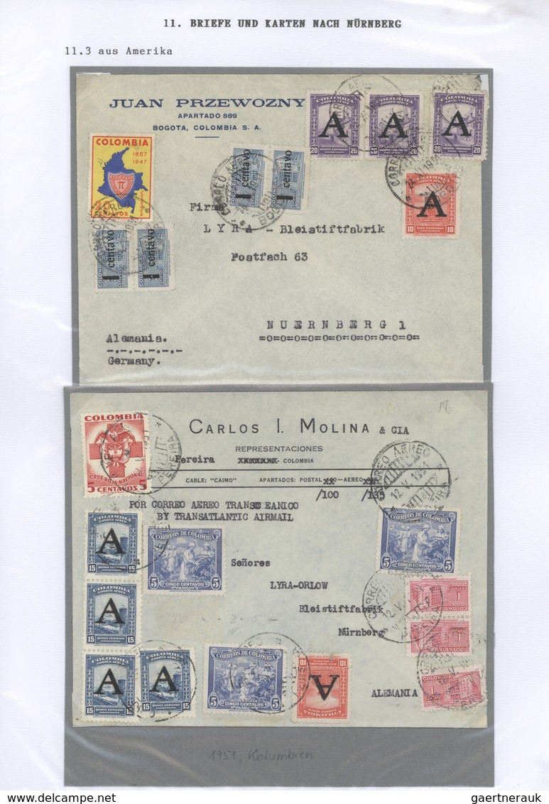Heimat: Bayern: NÜRNBERG - Eingehende Post: 1873/1955 Ca., Belege Aus Aller Herren Länder Mit Bestim - Other & Unclassified