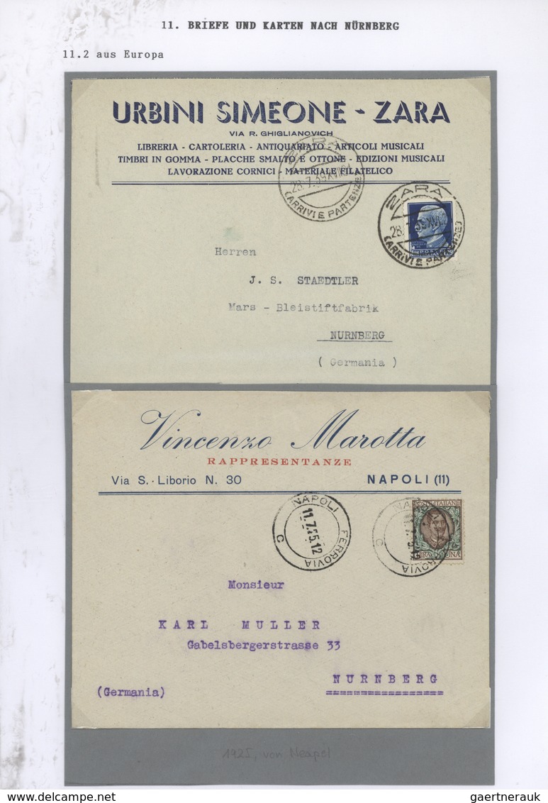 Heimat: Bayern: NÜRNBERG - Eingehende Post: 1873/1955 Ca., Belege Aus Aller Herren Länder Mit Bestim - Other & Unclassified