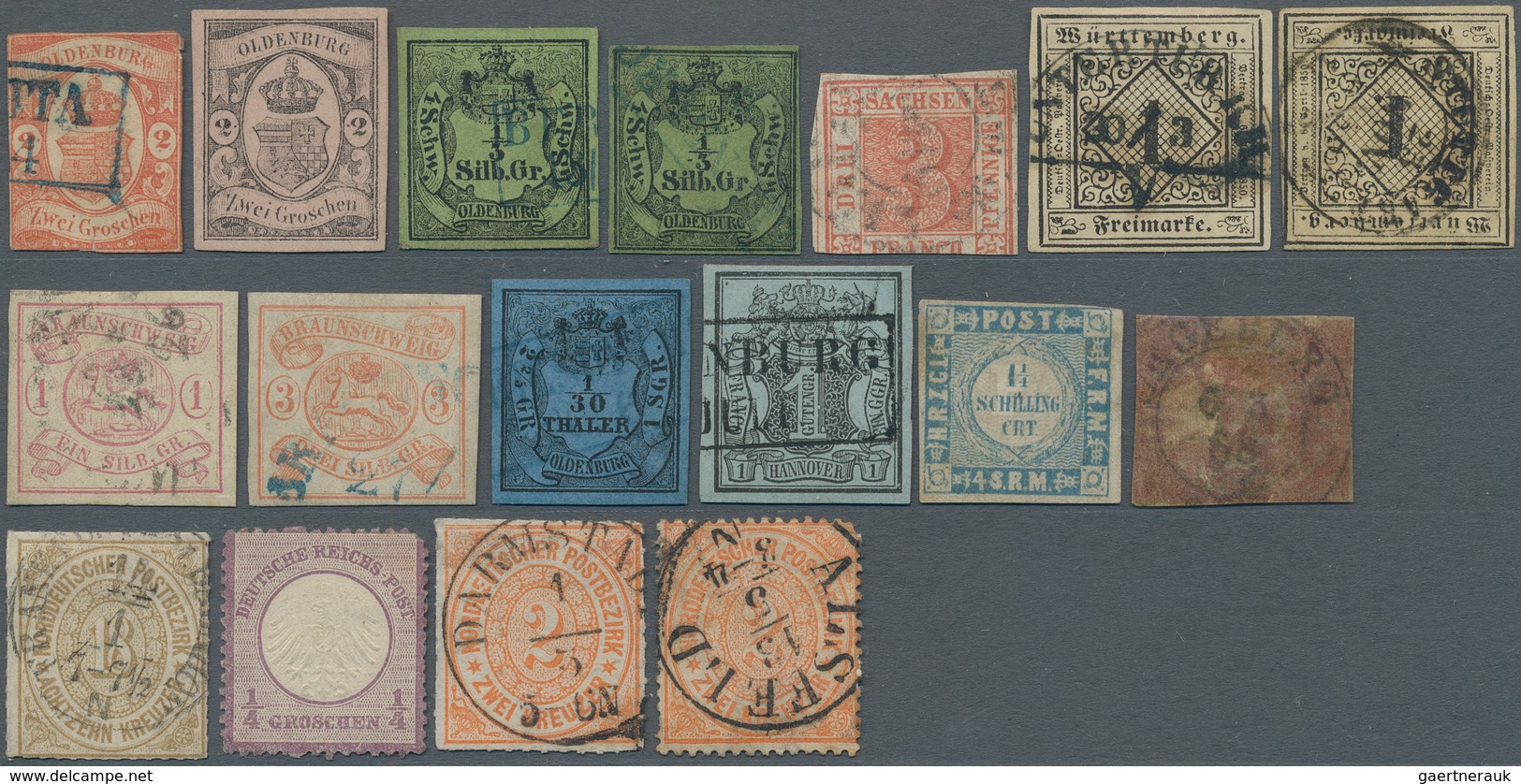 Altdeutschland: 1850/1872, Gestempeltes Und Ungebrauchtes Lot Mit über 70 Marken Auf Steckkarten, Da - Collections