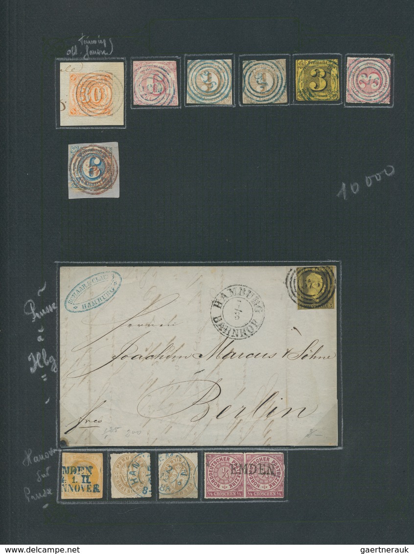 Altdeutschland: 1850er-60er Jahre: Kollektion Von 34 Marken Und Einem Brief Mit Interessanten, Teils - Collections