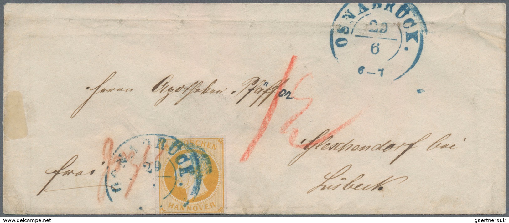 Altdeutschland: 1861/1866, Partie Mit Drei Interessanten Briefen Mit Hannover Mi.-Nr. 16 Auf Brief V - Collections