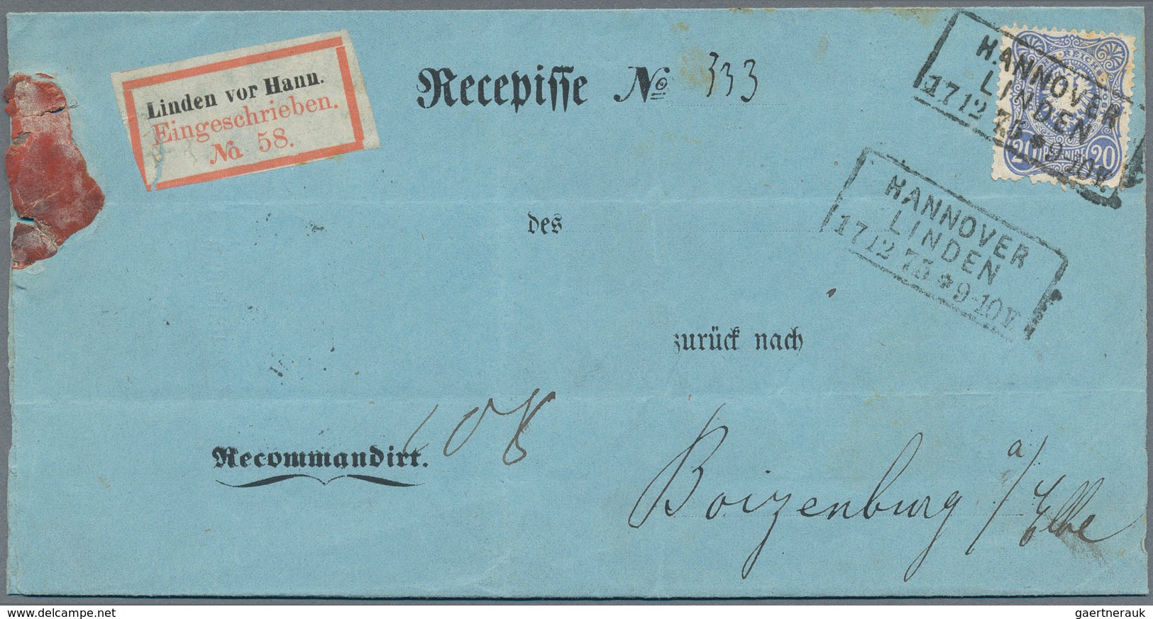 Altdeutschland und Deutsches Reich: 1868/1944 (ca.), EINSCHREIBEN, umfassende Sammlung von ca. 230 E