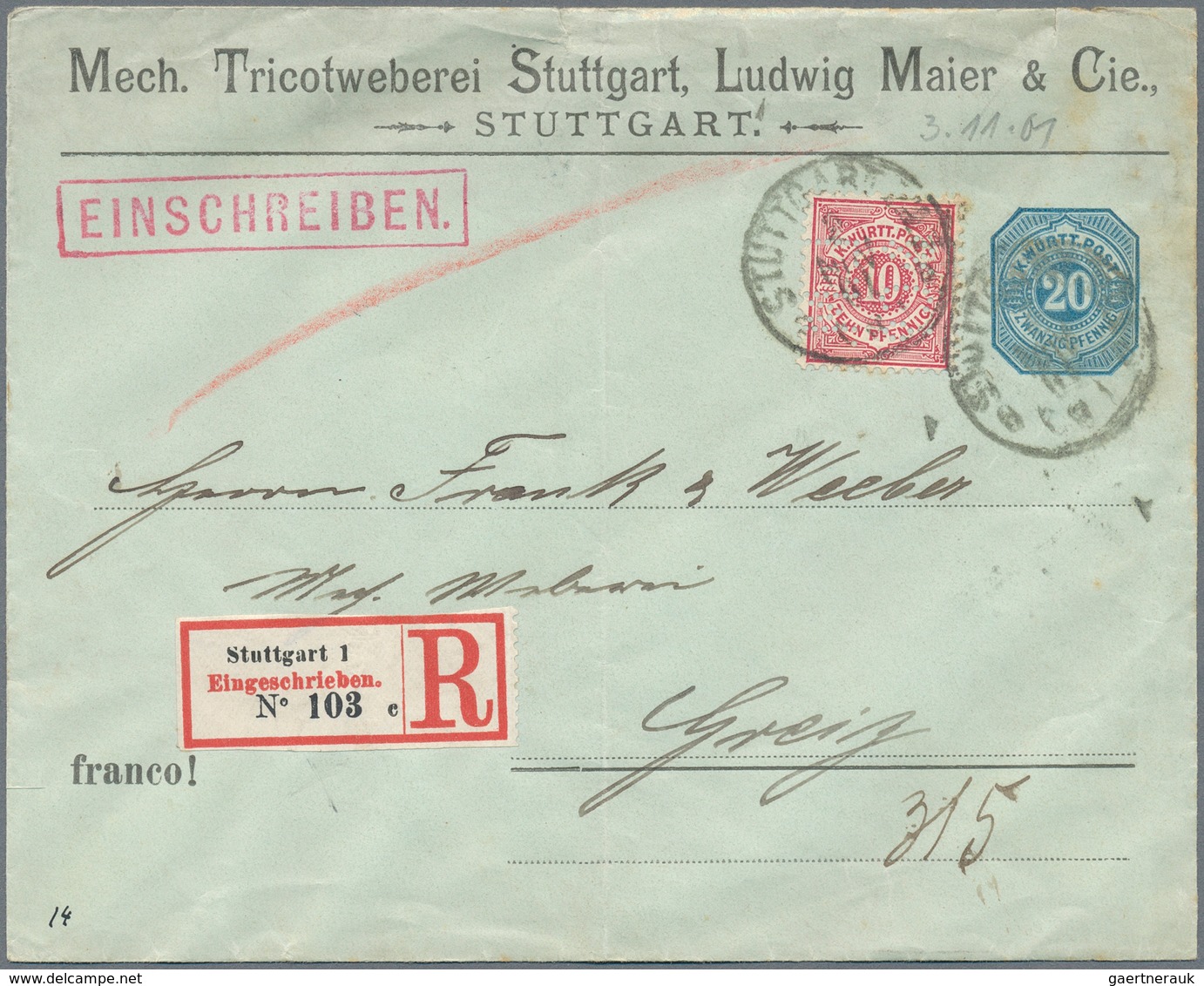 Altdeutschland und Deutsches Reich: 1868/1944 (ca.), EINSCHREIBEN, umfassende Sammlung von ca. 230 E