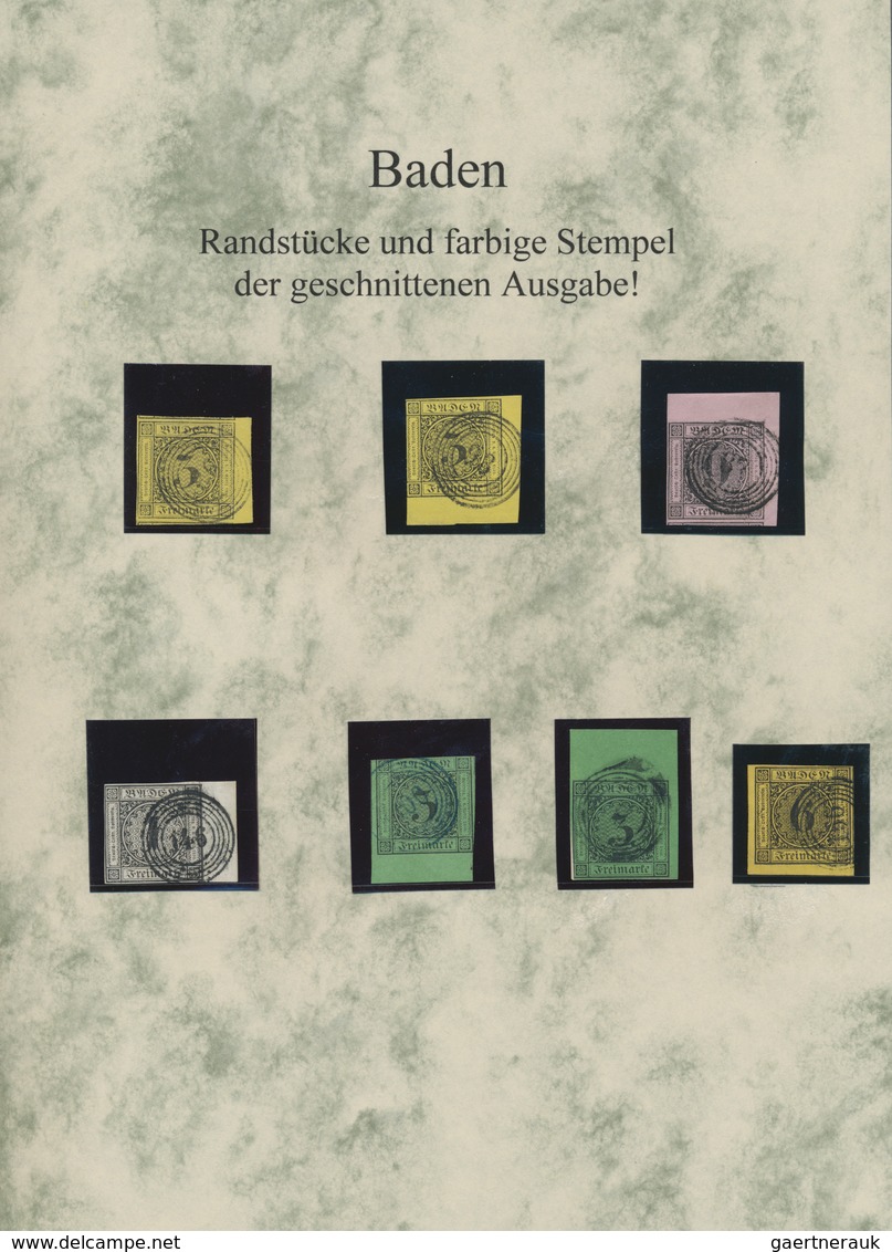 Baden - Marken Und Briefe: 1851/1858 (ca.), Geschnittene Ausgabe, Spezial-Partie Mit Sieben Randstüc - Other & Unclassified