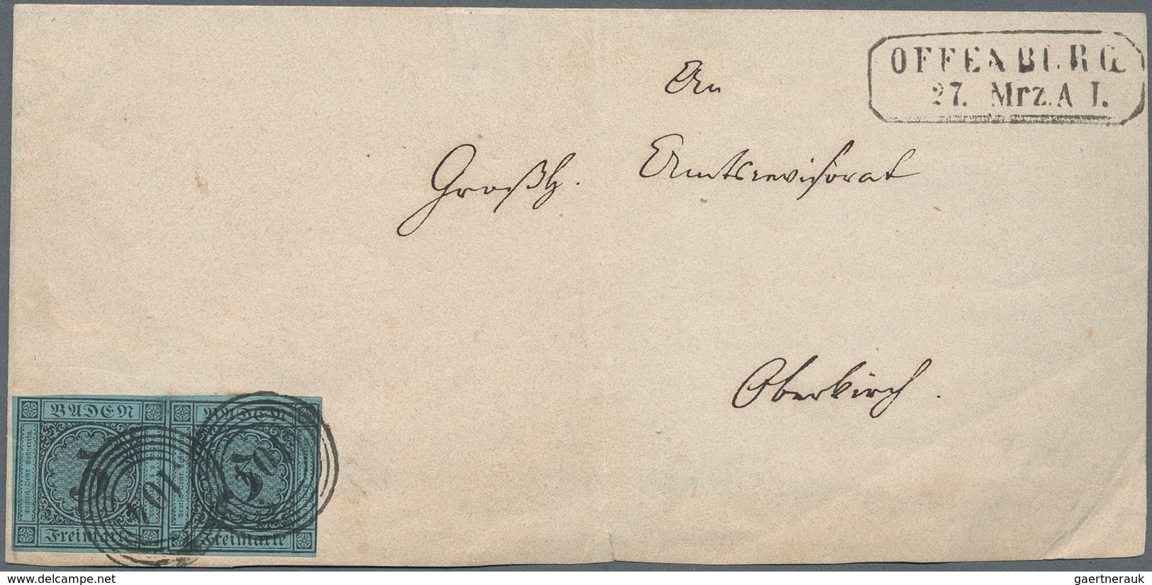Baden - Marken Und Briefe: 1851/1868 (ca.), Kleine Partie Mit Vielen Höchstwerten Wie 18 Und 30 Kreu - Sonstige & Ohne Zuordnung