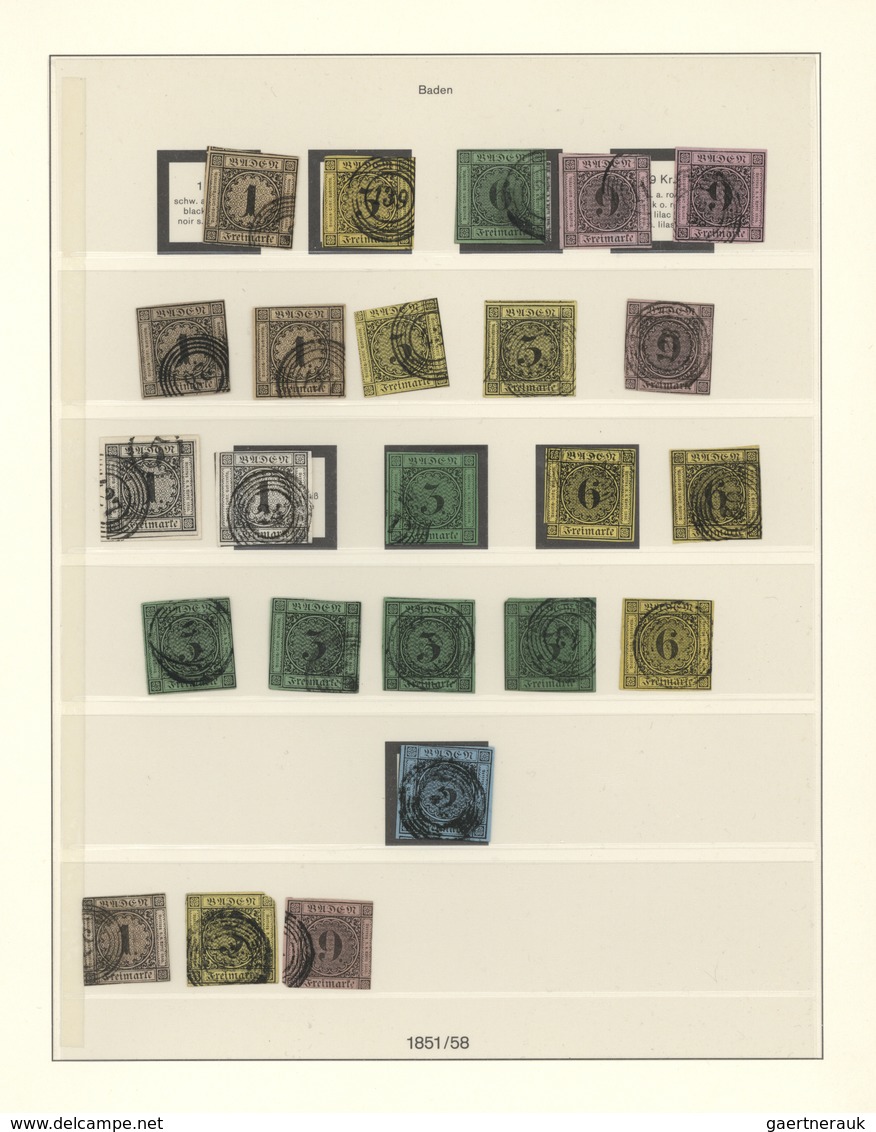 Baden - Marken Und Briefe: 1851/1868, Gestempelte Kleine Sammlung Auf Blättern, Ab Drei Werten MiNr. - Other & Unclassified
