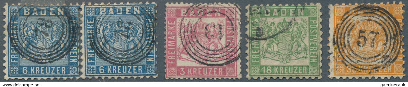 Baden - Marken Und Briefe: 1851/1870 (ca.), Nette Kleine Sammlung Mit Marken Und Belegen, Einige Dub - Other & Unclassified