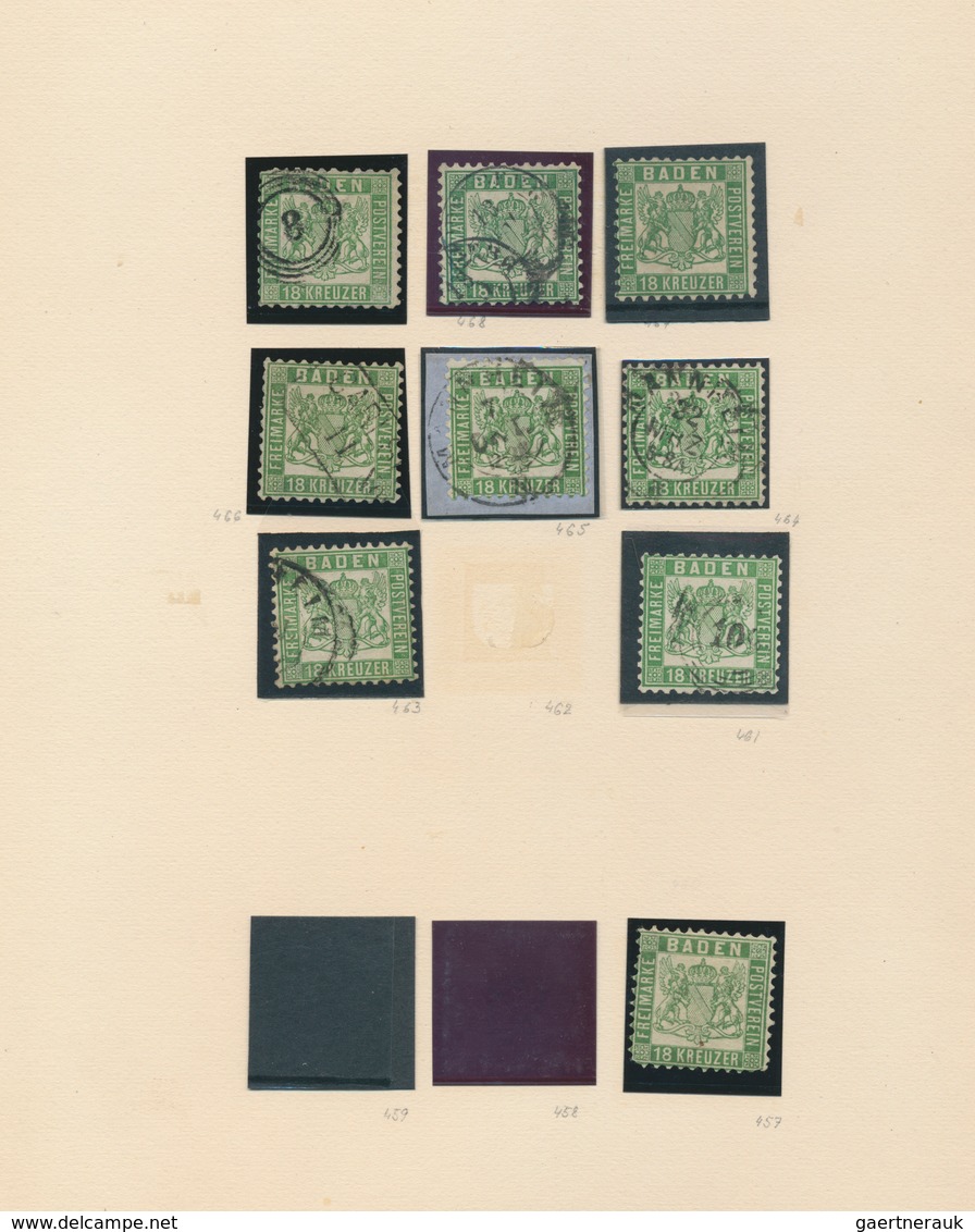 Baden - Marken Und Briefe: 1851/67, Umfangreicher Posten Von Fast Fünfzig Großen Steckkarten (meist - Sonstige & Ohne Zuordnung