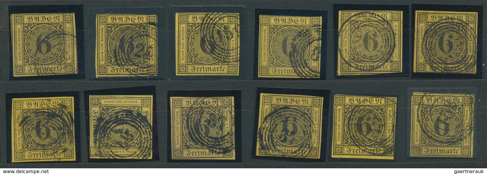 Baden - Marken Und Briefe: 1851/67, Umfangreicher Posten Von Fast Fünfzig Großen Steckkarten (meist - Other & Unclassified