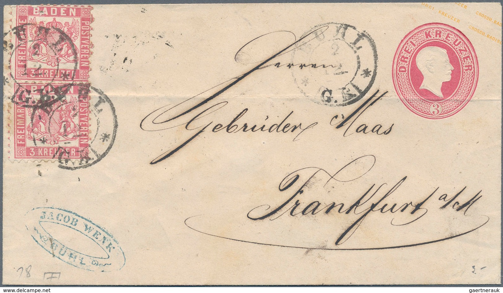 Baden - Marken und Briefe: 1852/1870 (ca.), hochwertige Partie von rund 85 Belegen mit guten Frankat