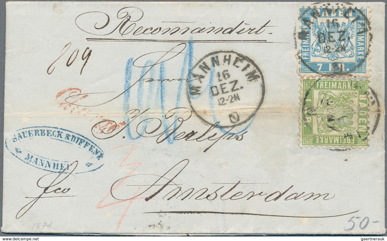 Baden - Marken und Briefe: 1852/1870 (ca.), hochwertige Partie von rund 85 Belegen mit guten Frankat