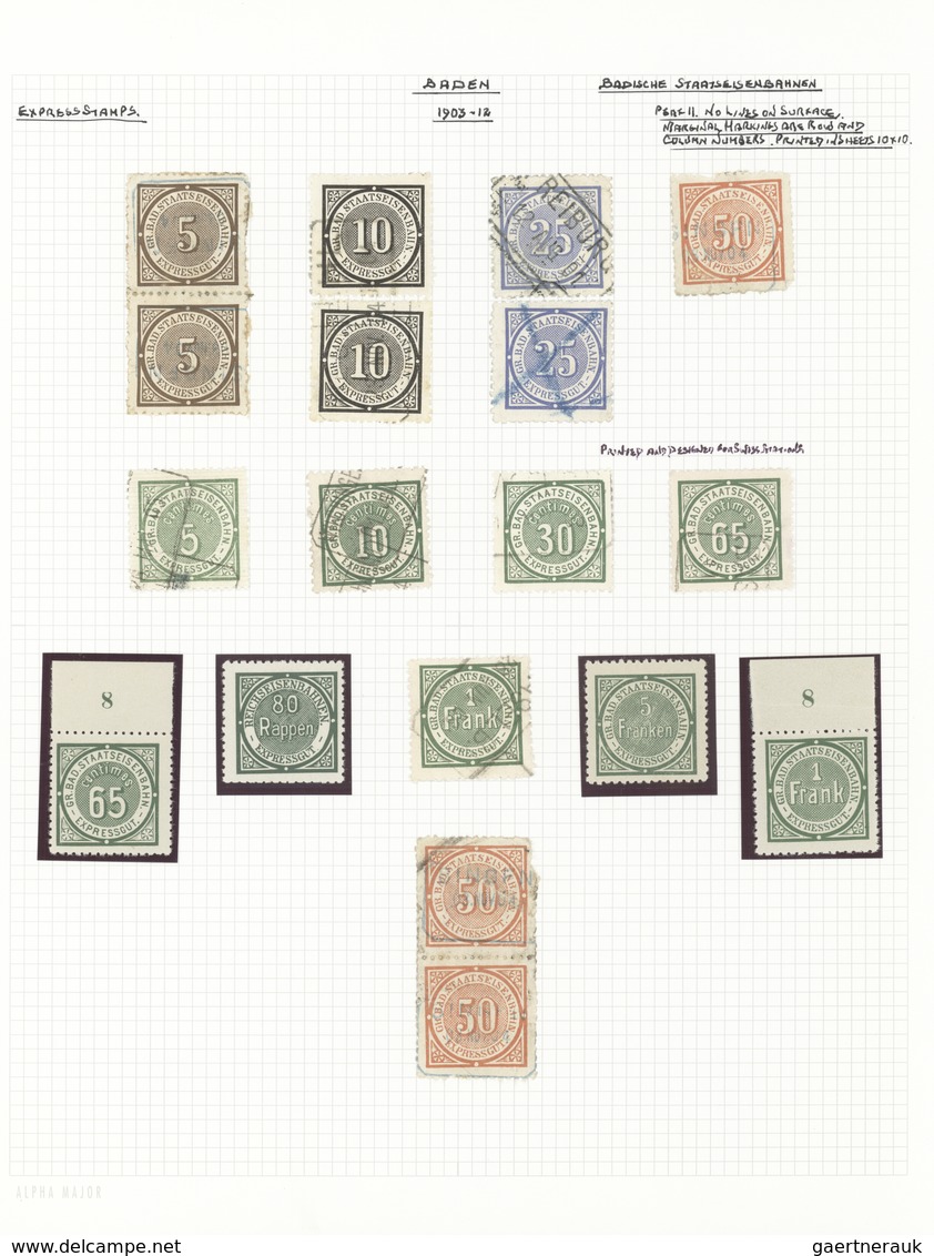 Baden - Besonderheiten: 1875/1930 (ca.), Fiskal-/Frachtmarken, Vielseitige Sammlung Von Ca. 220 Mark - Sonstige & Ohne Zuordnung