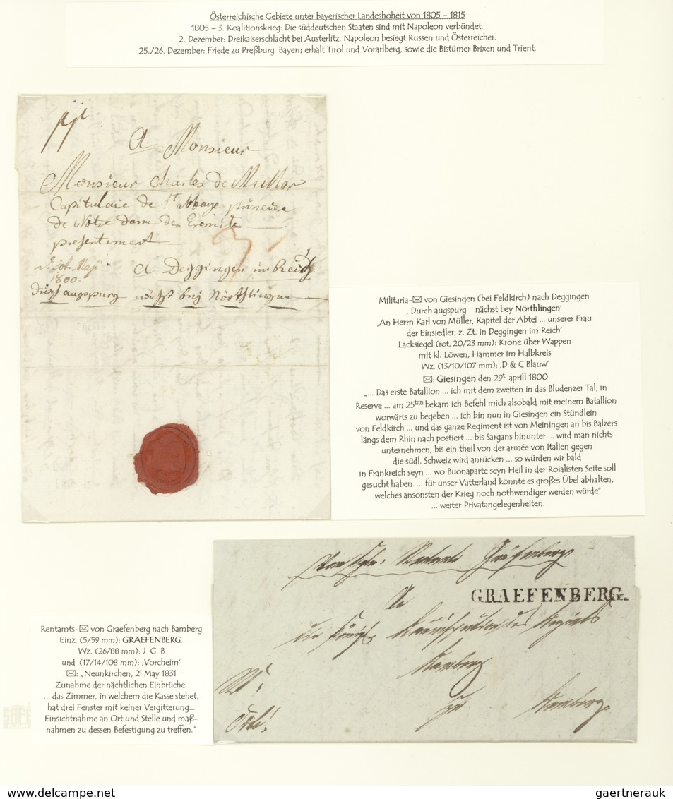 Bayern - Vorphilatelie: 1800/1850, Schöne Sammlung Mit Ca. 60 Vorphilabriefen Orte F Bis I Und S, Mi - Sammlungen