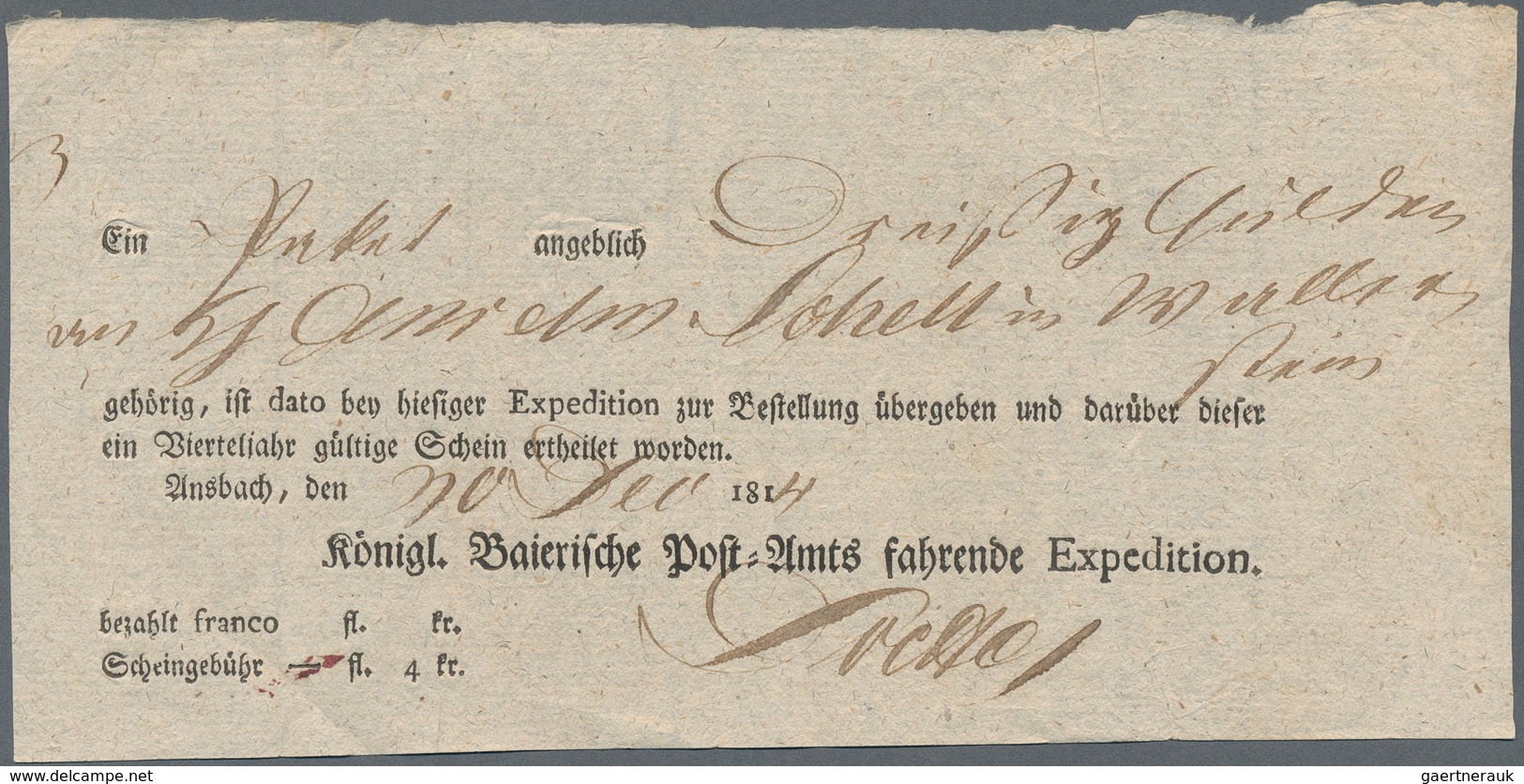 Bayern - Vorphilatelie: 1814/1850 (ca.), Lot Von Ca. 59 Postscheinen Ansbach, Reitende Und Fahrende - Collections