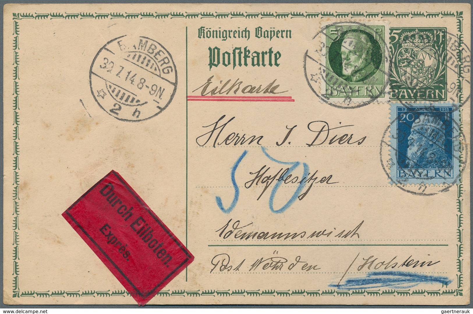Bayern - Marken Und Briefe: 1850/1920, Meist Gestempelte Partie Auf 13 Steckkarten, Etwas Unterschie - Other & Unclassified