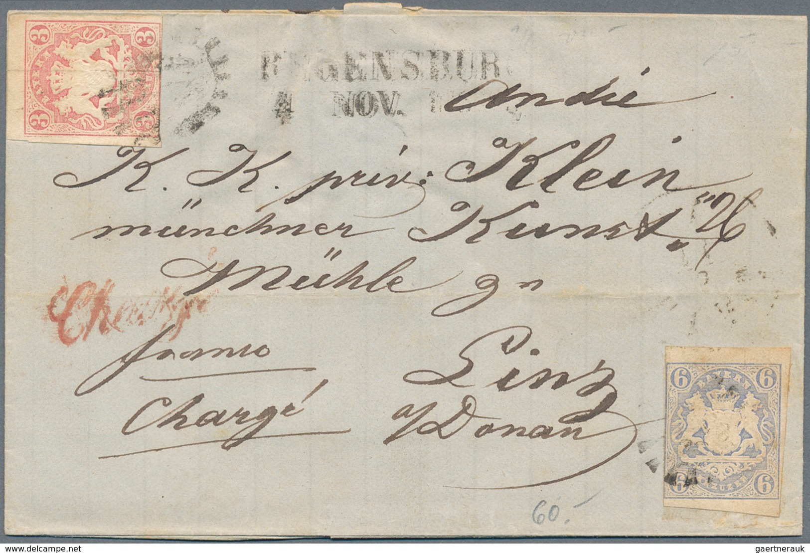 Bayern - Marken und Briefe: 1853/1870 (ca.), Partie mit rund 150 Belegen, dabei seltene Farb- und Bu