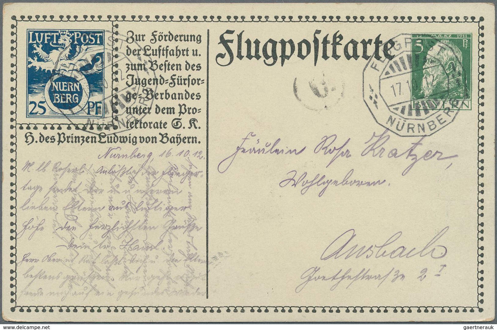 Bayern - Marken Und Briefe: 1887/1920, Partie Von 37 Briefen, Karten Und Gebrauchten Ganzsachen, Dab - Sonstige & Ohne Zuordnung