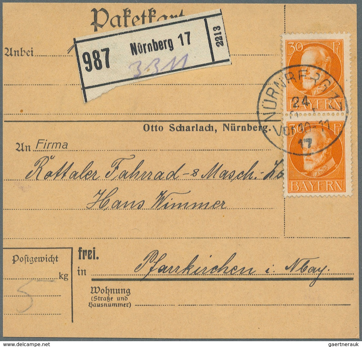 Bayern - Marken Und Briefe: 1911/1920, Luitpold, Ludwig Und Sonstige Ausgaben, überwiegend Einzel-, - Other & Unclassified