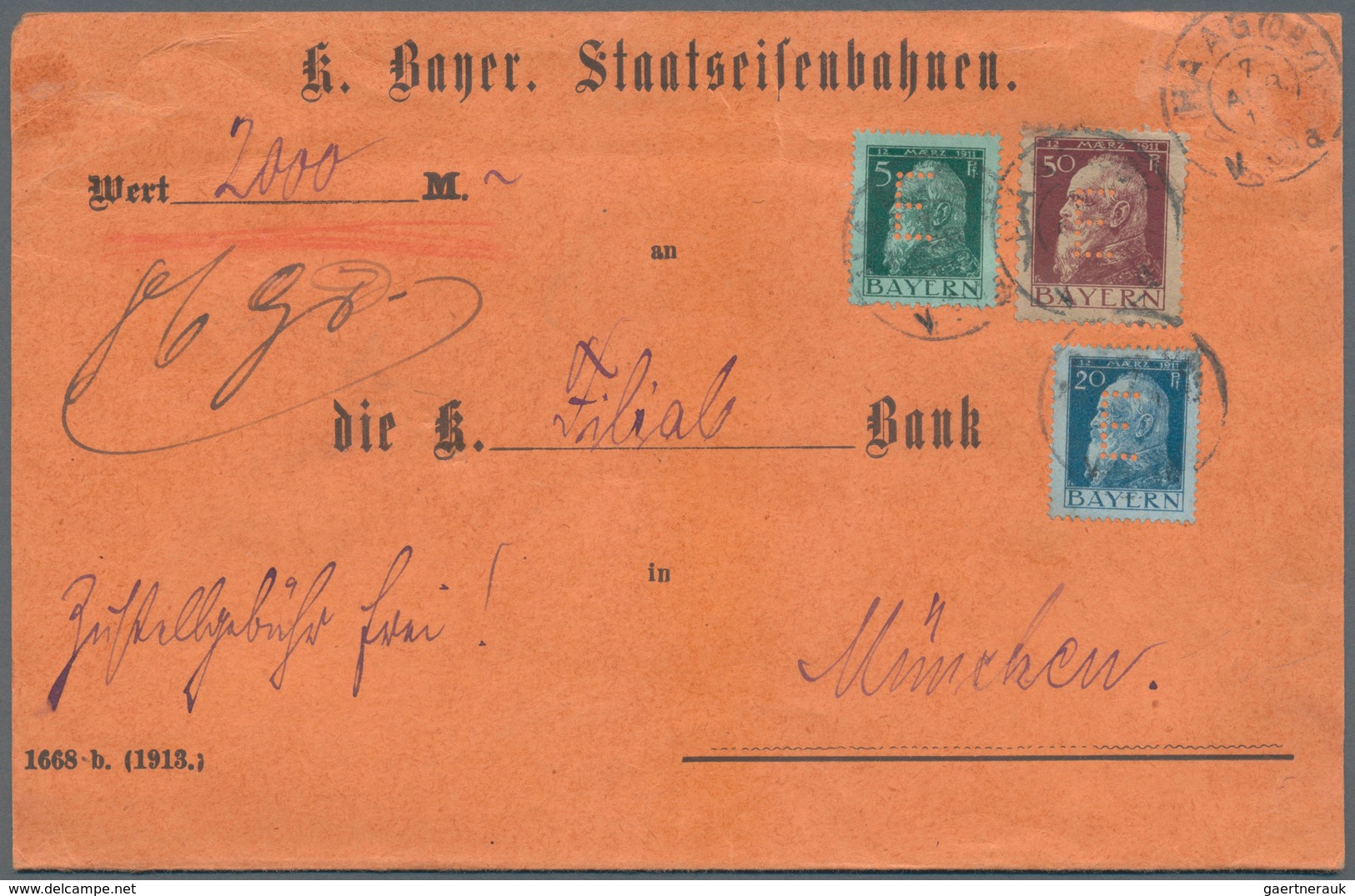 Bayern - Marken Und Briefe: 1912 - 1920 Dienst Und Porto: über 60 Meist Etwas Größerformatige Dienst - Sonstige & Ohne Zuordnung