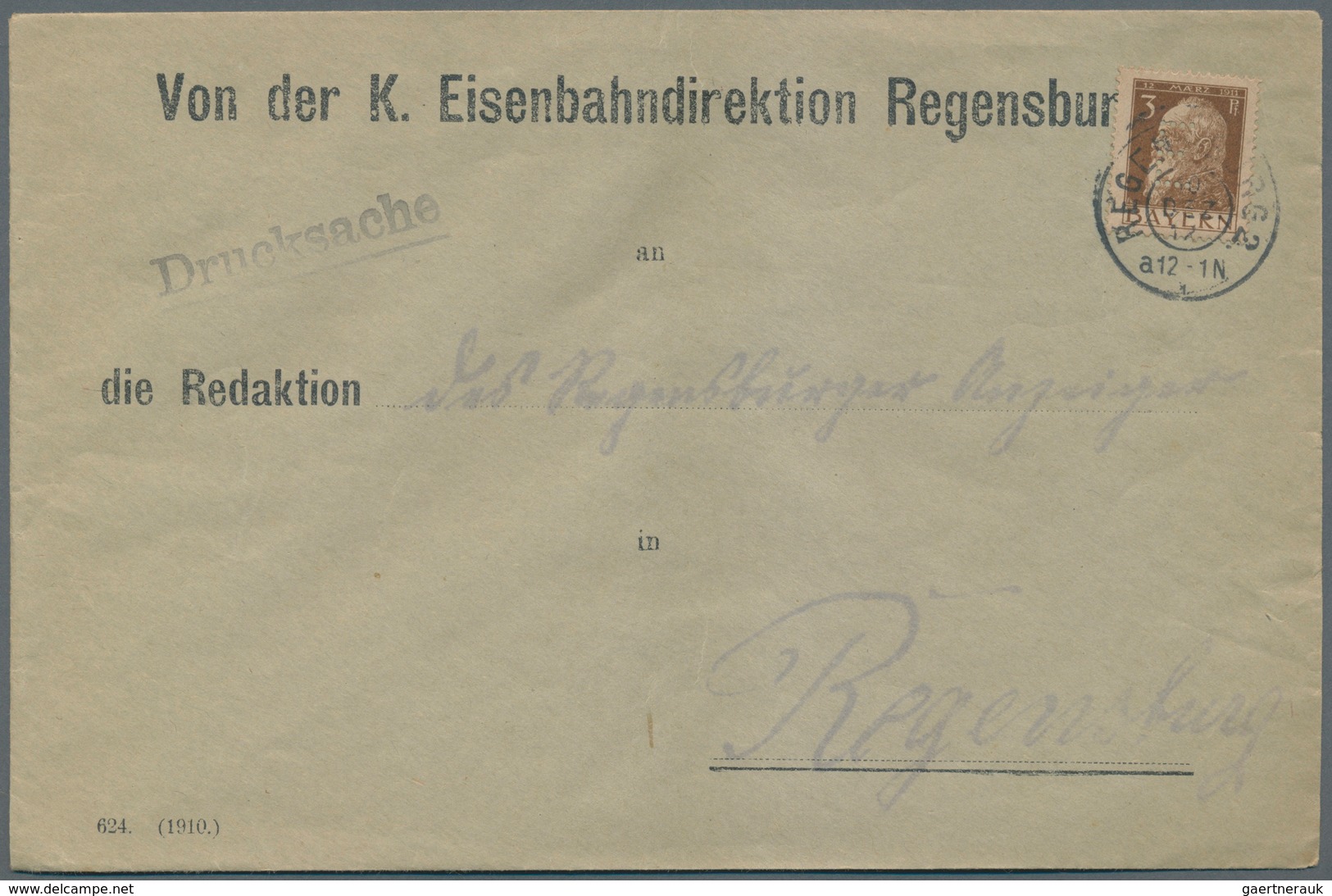 Bayern - Marken und Briefe: 1912 - 1920 Dienst und Porto: über 60 meist etwas größerformatige Dienst