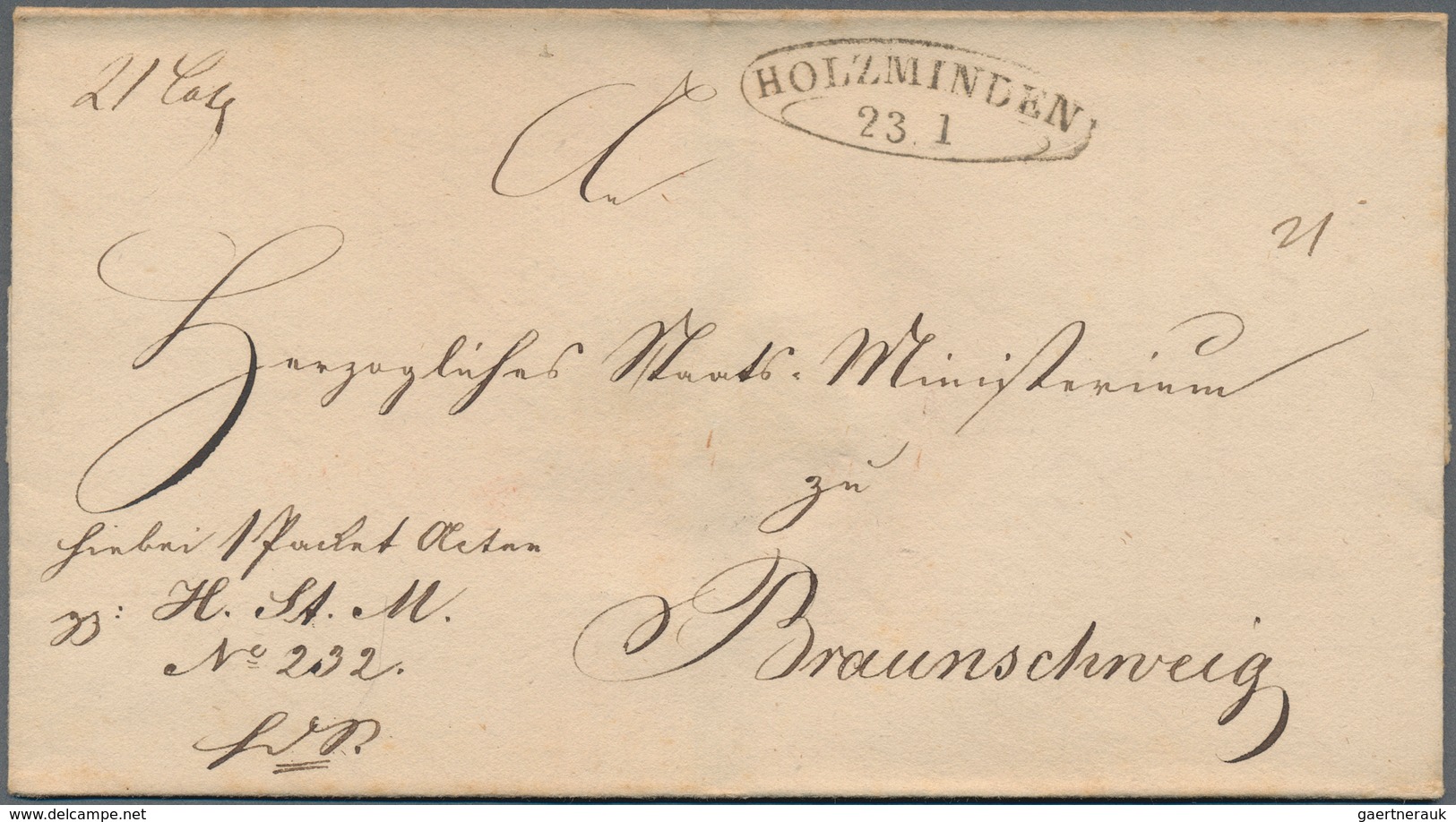 Braunschweig - Vorphilatelie: 1840/1869 (ca.), Lot Von 17 Markenlosen Faltbriefhüllen Mit Netter Ste - Vorphilatelie