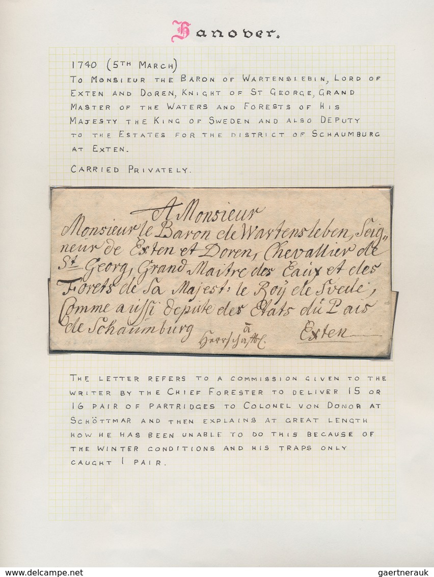 Hannover - Vorphilatelie: 1740/1856, Kleine Sammlung Von Elf Markenlosen Briefen Auf Albenblättern ( - Prephilately