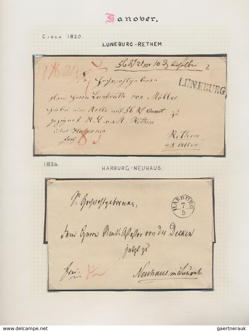 Hannover - Vorphilatelie: 1740/1856, Kleine Sammlung Von Elf Markenlosen Briefen Auf Albenblättern ( - Prephilately