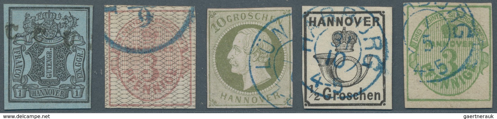 Hannover - Marken Und Briefe: 1850/1870 (ca.), Meist Gestempelte Sammlung Sauber Aufgezogen Auf Albu - Hanover