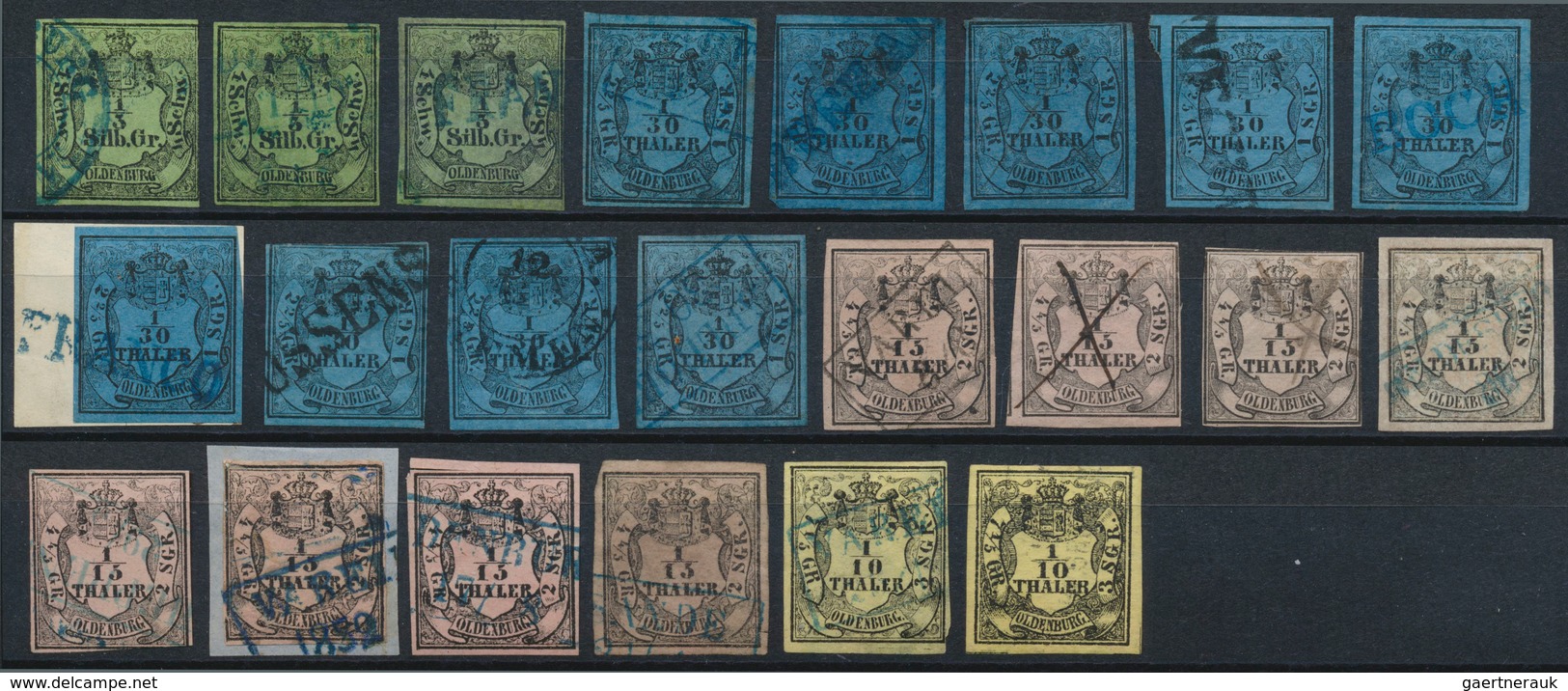 Oldenburg - Marken Und Briefe: 1852/1859, Gestempeltes Lot Von 22 Marken MiNr. 1/4, Nette Chancenrei - Oldenburg