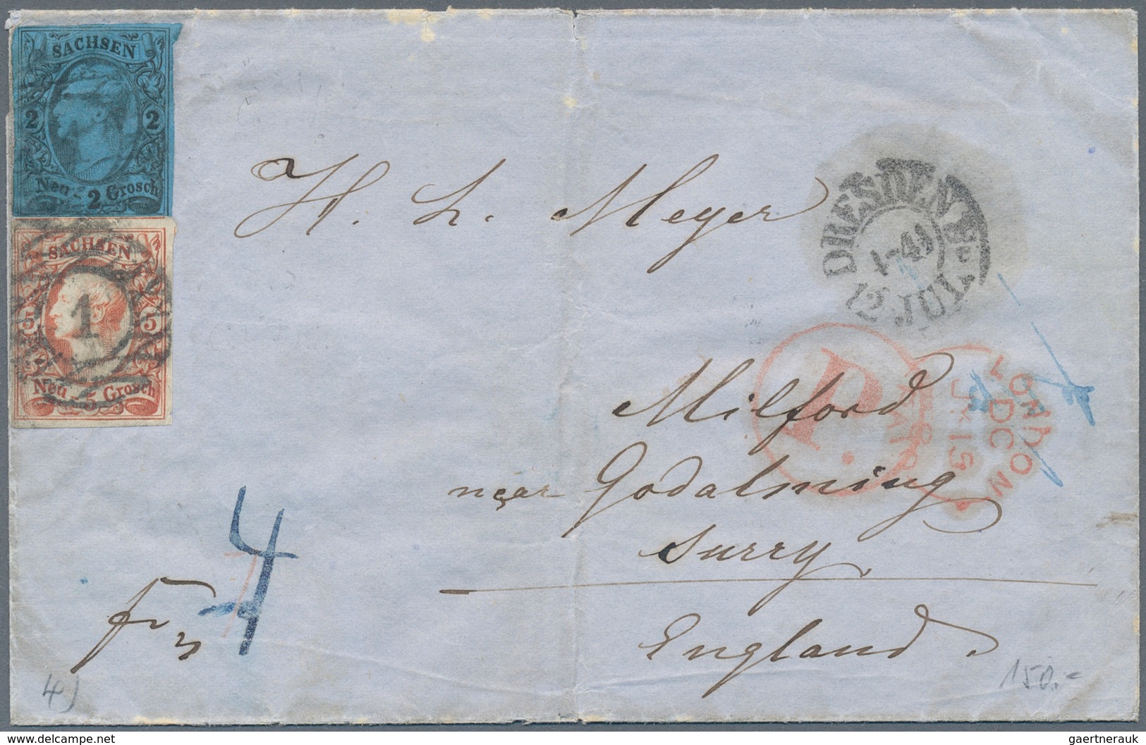 Sachsen - Marken und Briefe: 1851/1867 (ca.), abwechslungsreicher Posten von rund 110 Belegen, dabei