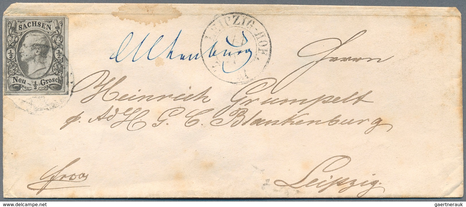 Sachsen - Marken und Briefe: 1854/1872 (ca.), Partie von rund 170 Belegen mit viel Bahnpost, Drucksa