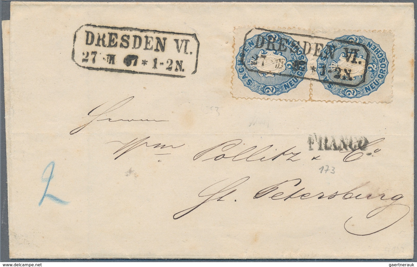 Sachsen - Marken und Briefe: 1854/1872 (ca.), Partie von rund 170 Belegen mit viel Bahnpost, Drucksa