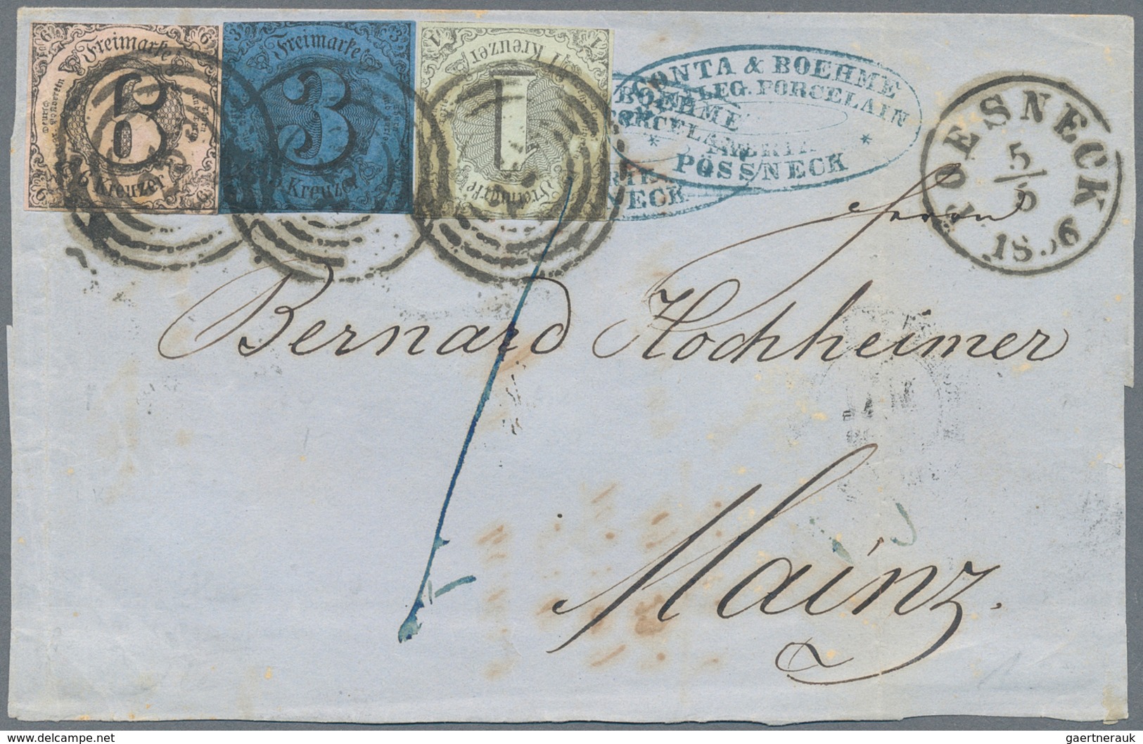 Thurn & Taxis - Marken und Briefe: 1853/1866 (ca.), abwechslungsreicher Posten von rund 140 frankier