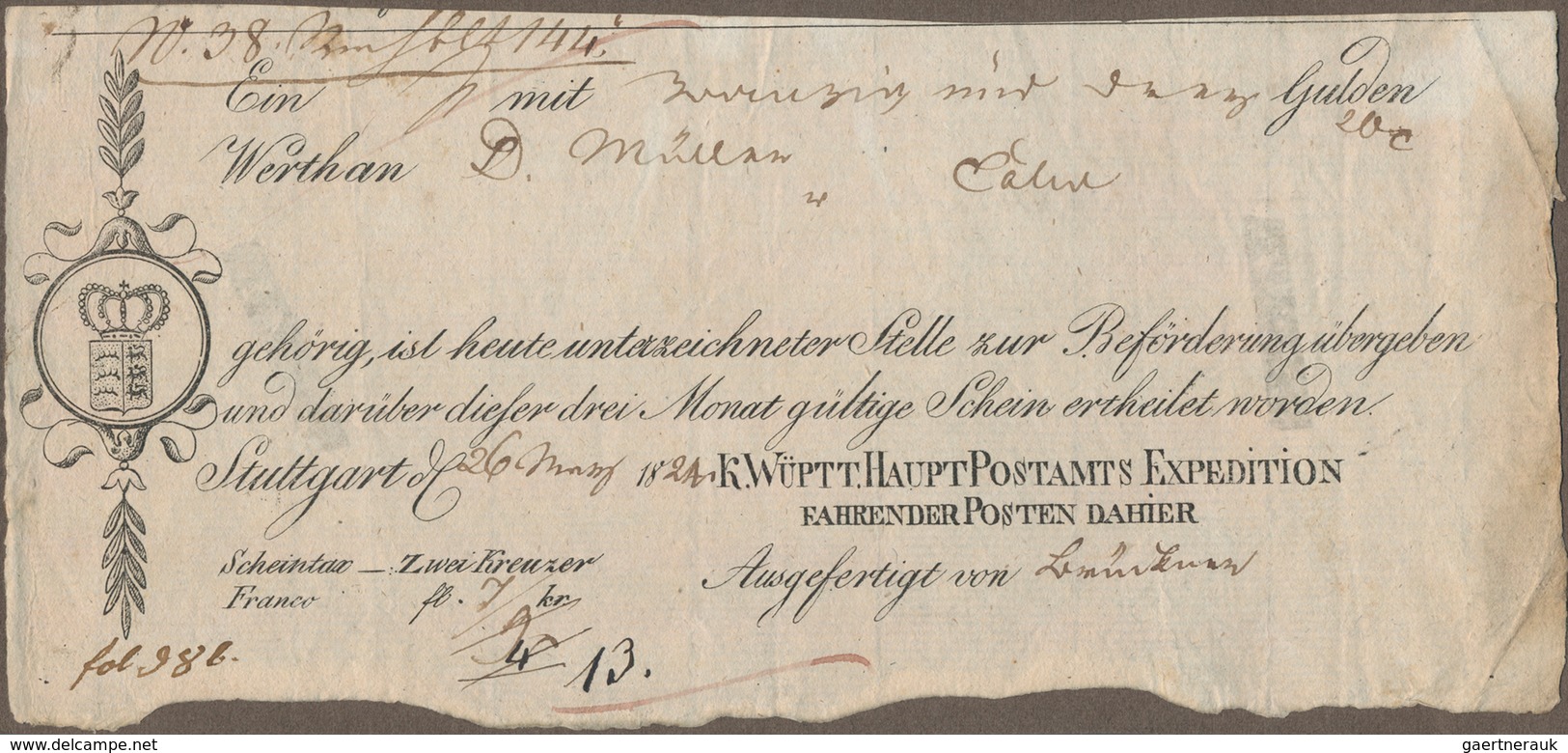 Württemberg - Marken Und Briefe: Ab 1798 (ca). Lot Mit Etwa 314 Belegen, Dabei Briefe (auch Vorphila - Sonstige & Ohne Zuordnung