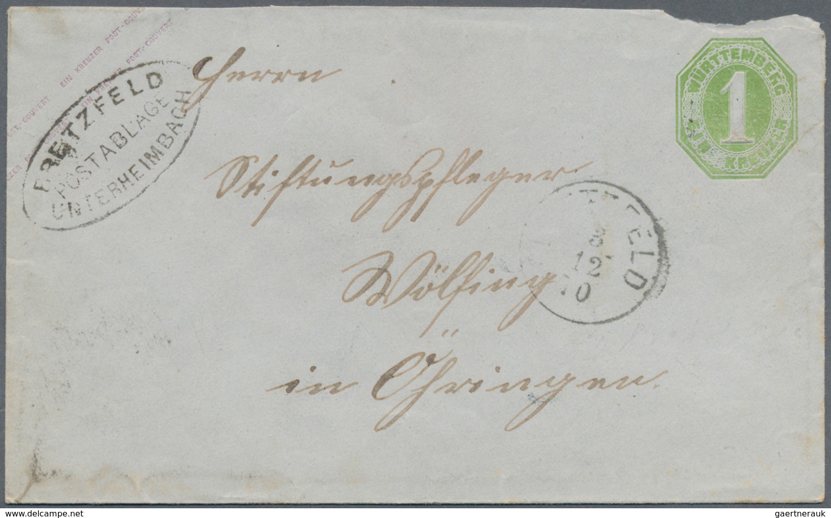 Württemberg - Marken und Briefe: 1850/1920, großer Briefkarton mit ca. 800-1000 Briefen und Karten v