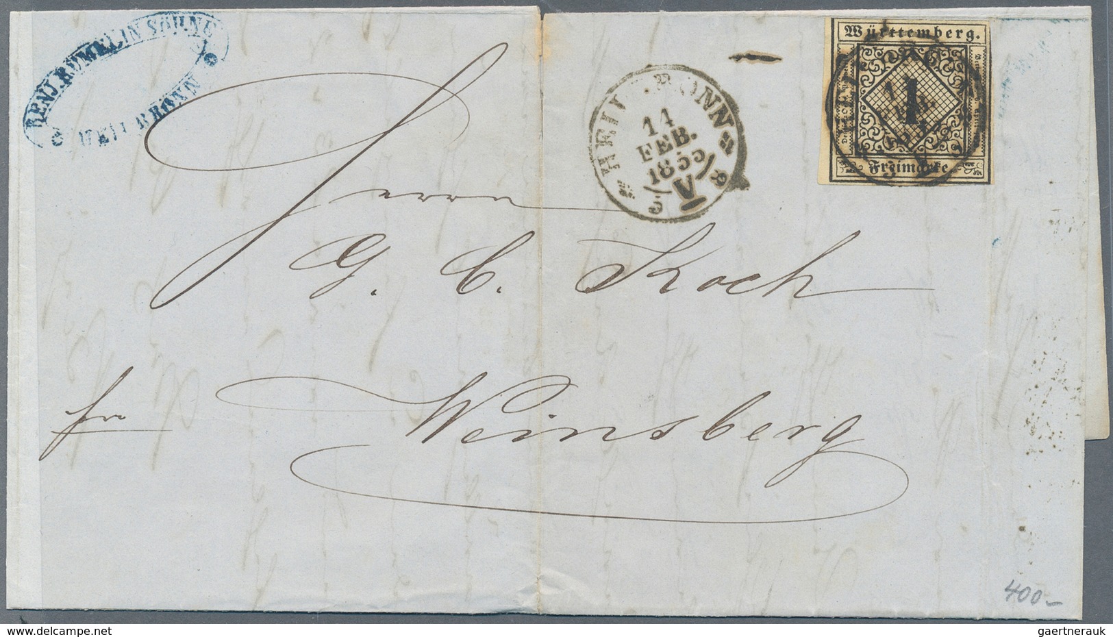 Württemberg - Marken und Briefe: 1852/1874 (ca.), abwechslungsreicher Posten von über 110 Belegen, d