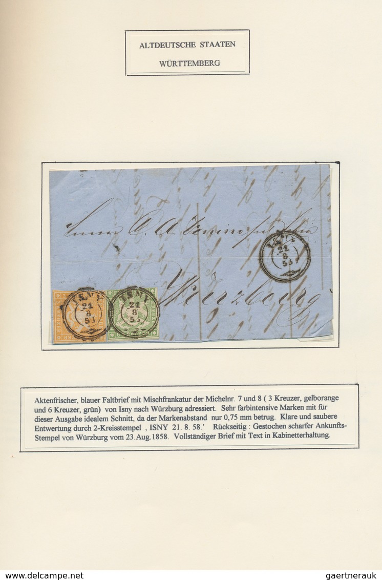 Württemberg - Marken Und Briefe: 1858/1865 (ca.), Interessante, Individuell Und Sauber Aufgezogene N - Sonstige & Ohne Zuordnung