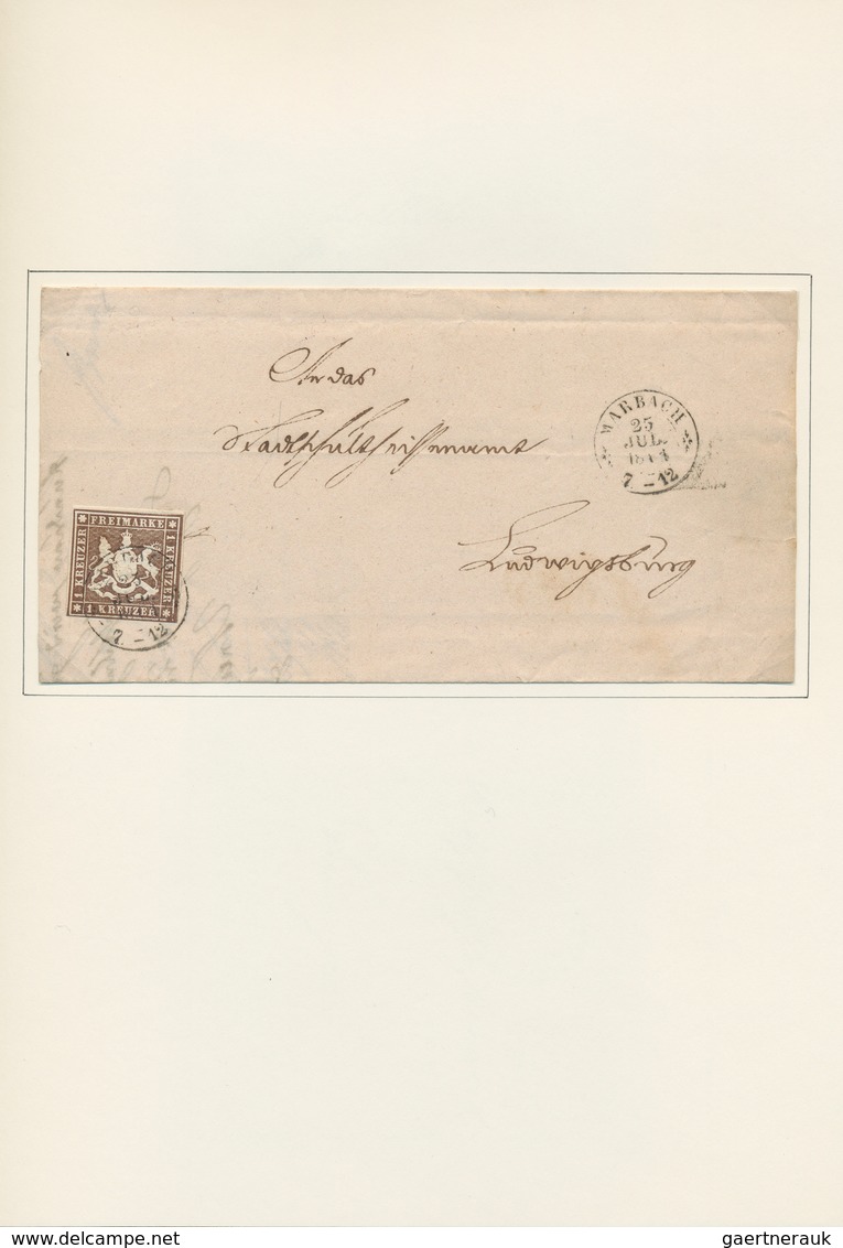 Württemberg - Marken und Briefe: 1858/1865 (ca.), interessante, individuell und sauber aufgezogene N