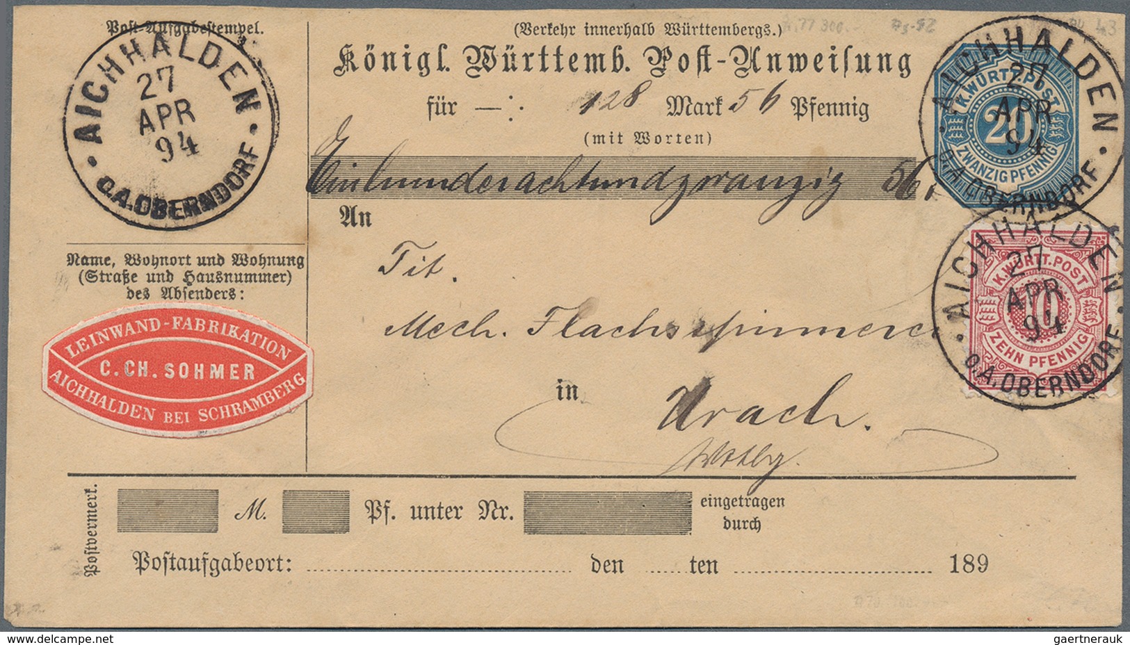 Württemberg - Marken Und Briefe: 1874/1923, Partie Von Ca. 35 Briefen Und Karten, Dabei Paketkarten, - Sonstige & Ohne Zuordnung