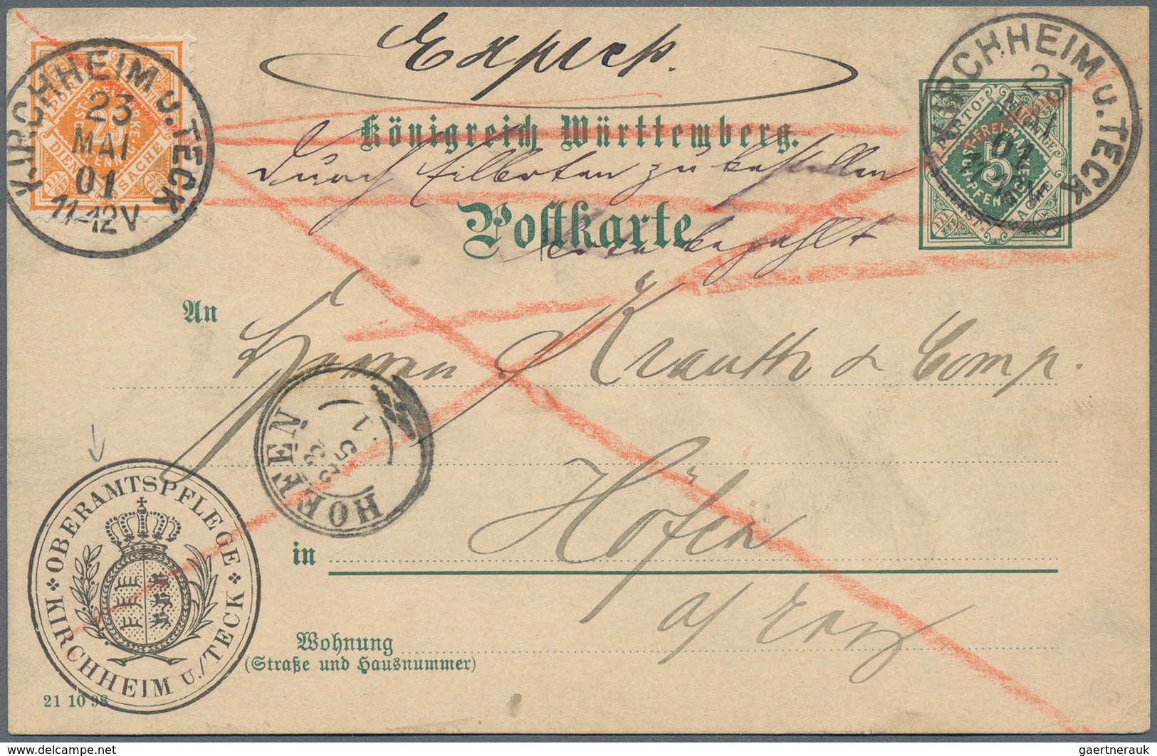 Württemberg - Marken und Briefe: 1874/1923, Partie von ca. 35 Briefen und Karten, dabei Paketkarten,