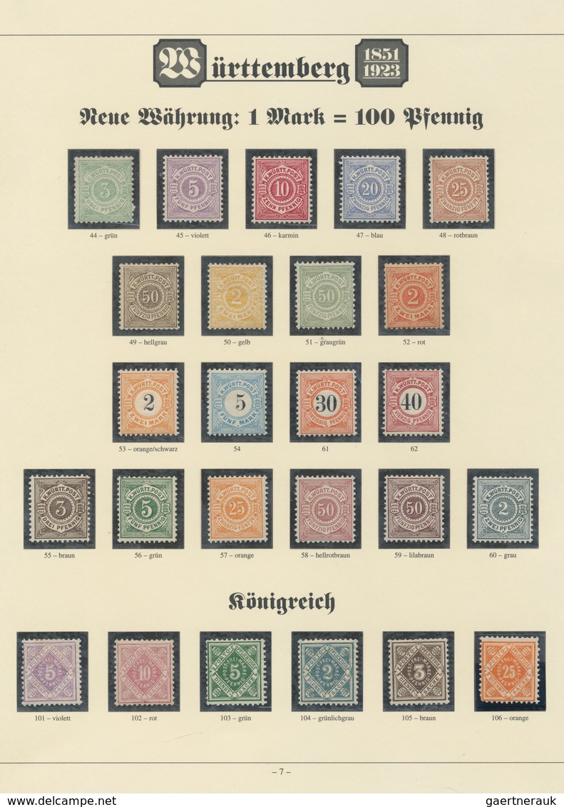 Württemberg - Marken Und Briefe: 1875/1920, In Den Hauptnummern Komplette Postfrische/ungebrauchte S - Other & Unclassified