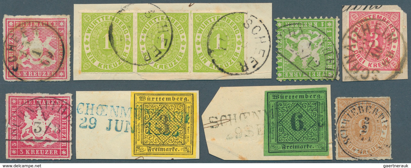 Württemberg - Stempel: 1851/1874. Sehr umfangreiche STEMPELSAMMLUNG mit über 1.400 Stück (n.A.d.E.)