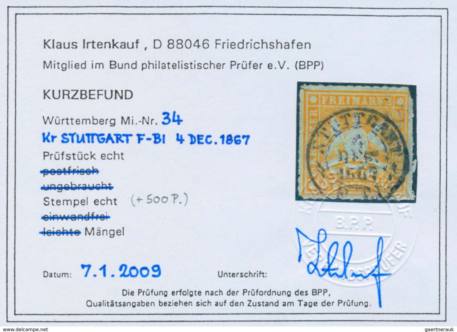 Württemberg - Stempel: 1851/1874. Sehr umfangreiche STEMPELSAMMLUNG mit über 1.400 Stück (n.A.d.E.)