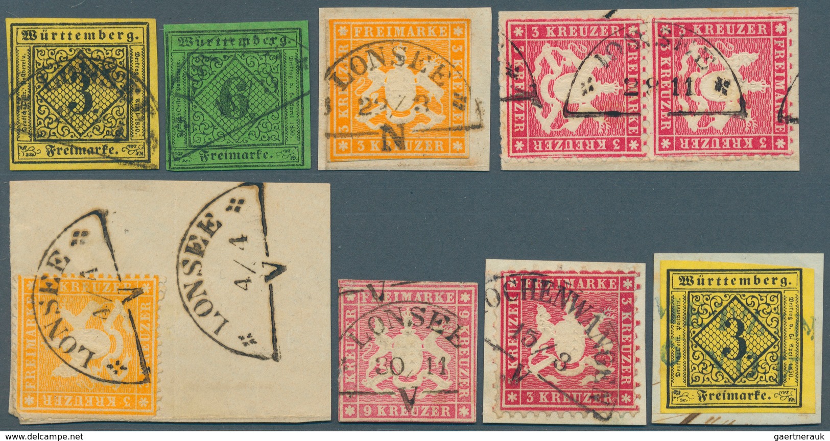 Württemberg - Stempel: 1851/1874. Sehr umfangreiche STEMPELSAMMLUNG mit über 1.400 Stück (n.A.d.E.)