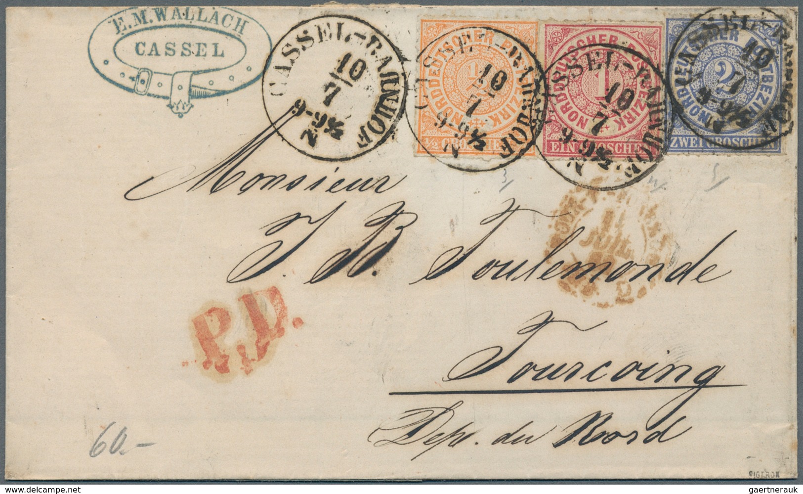 Norddeutscher Bund - Marken und Briefe: 1868/1871 (ca.), vielseitiger Posten von rund 150 Briefen, m