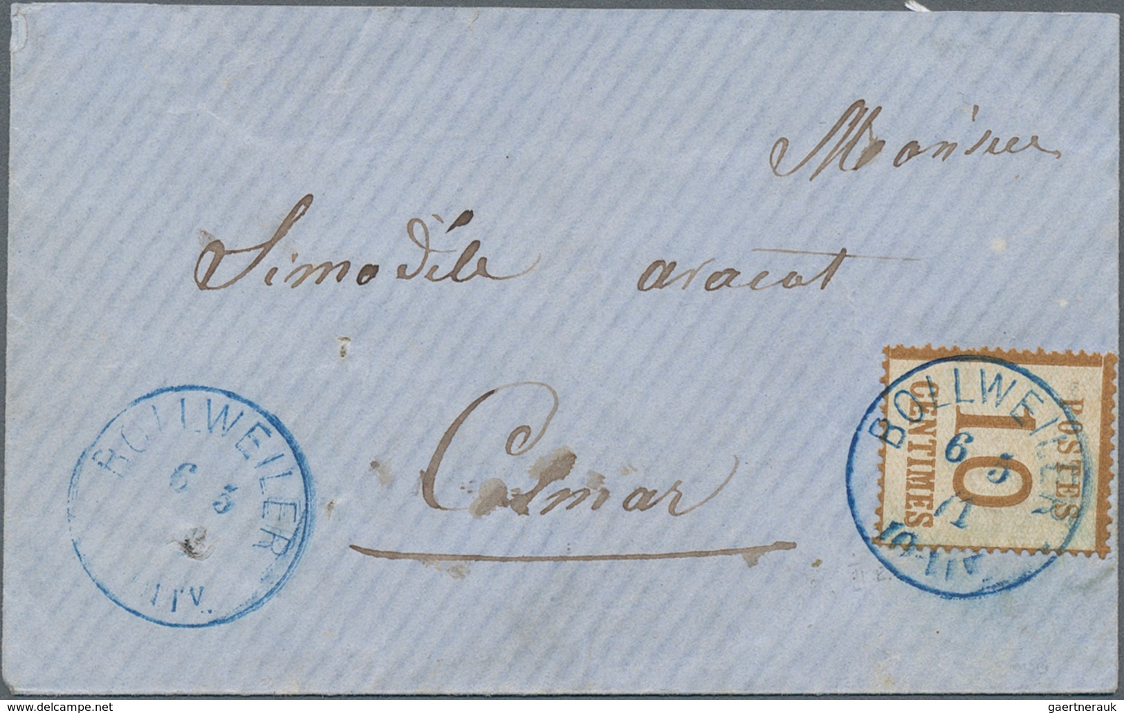 Elsass-Lothringen - Marken Und Briefe: 1870/1875 Ca., Interessantes Konvolut Mit Ca.20 Belegen, Dabe - Sonstige & Ohne Zuordnung
