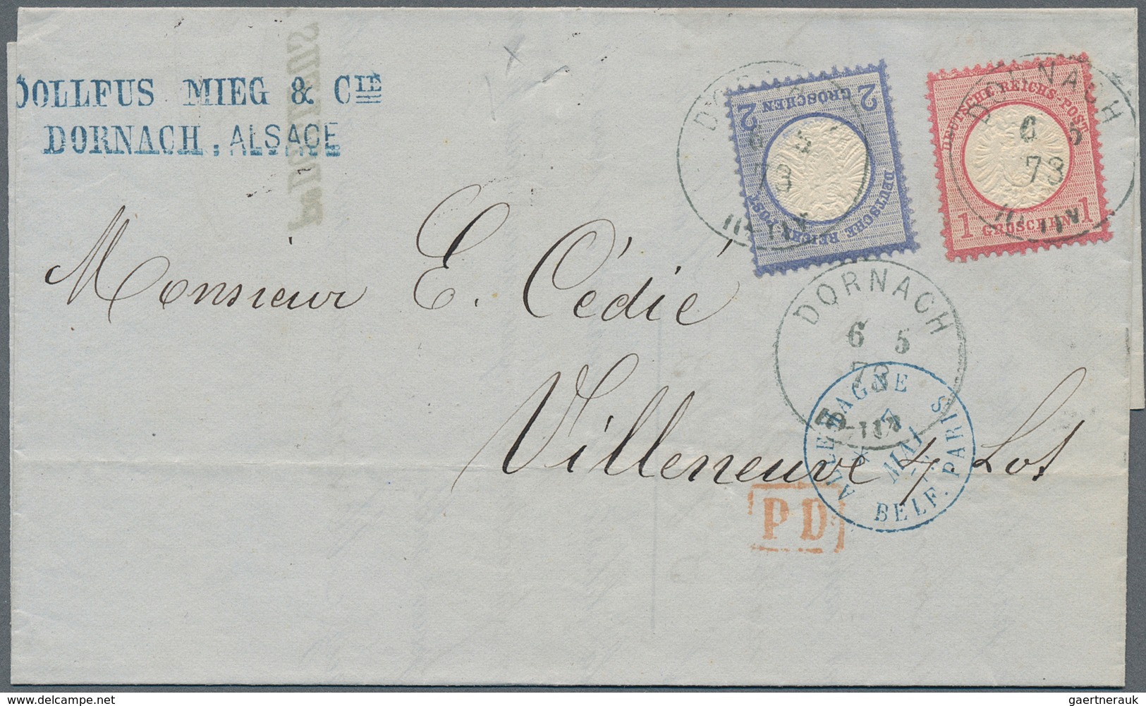 Elsass-Lothringen - Marken Und Briefe: 1870/1875 Ca., Interessantes Konvolut Mit Ca.20 Belegen, Dabe - Other & Unclassified